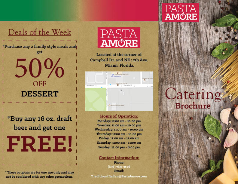 Pasta Amore Outside Brochure
